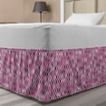thumbnail image 1 of Abstract Bed Skirt, Vertically Illustrated Oval Connected Shapes, Elastic Bedskirt Dust Ruffle Wrap Around for Bedding Decor, 4 Sizes, Magenta Pink, by Ambesonne, 1 of 2