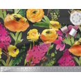 thumbnail image 3 of Soimoi Black polyester Crepe Fabric Leaves & Floral Decor Fabric Printed BTY 42 Inch Wide, 3 of 3