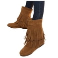 thumbnail image 3 of iopqo women's ankle boots fringed boots women fashion increased flat bottom wedges short boots suede boots tassel boots women's fashion yellow 43, 3 of 6