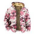 thumbnail image 2 of Jackets Tops for Men Hooded Zip Up Fleece Lined Couple Gifts for Him and Her,Pink1,3XL, 2 of 4