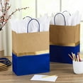thumbnail image 2 of 13" Large Paper Gift Bags (Pack of 6 - Blue & Kraft) for Hanukkah, Birthdays, Weddings, Graduations, Father's Day, Baby Showers, Bridal Showers, 2 of 4