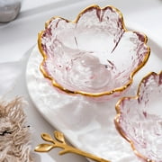 D-GROEE Cherry Blossoms Glass Appetizer Plates Tasting Dishes Dipping Bowls Mini Condiment Glass Flower Shape Saucer Bowl Dessert Baking Small Ramekins Snack Seasoning Salad Soy Oil