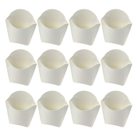 24Pcs Disposable French Fry Cups White Paper Snack Containers French Fries Holders
