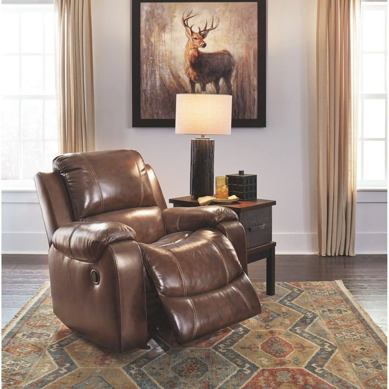 Ashley Furniture Rackingburg Leather Rocker Recliner in Cream
