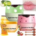 thumbnail image 1 of 3pcs Bee Balm Lip Balm Honey Pot, Honey Strawberry Apple Lip Mask Overnight, Moisturizing Lip Sleeping Mask, Hydrate Repair Prevent Dry Cracked Lip, 1 of 5