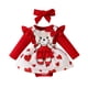 thumbnail image 4 of Odeerbi 0-18 Meses Niñas San Valentín Conjunto Canastilla Verano Body Punto Oso Falda Tirantes Con Cinta Tres Piezas Conjunto Mono, 4 of 9