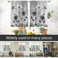 thumbnail image 4 of Black and White Floral Flower Window Curtains for Kitchen Abstract Gray Grey Leaf Small Short Home Living Room Bedroom Bathroom Drapes Treatment Tiers Fabric 1 Pair, 27.5" W x 45" L, Pretty, 4 of 6