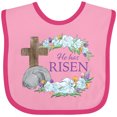 thumbnail image 3 of Inktastic Easter He Has Risen with Cross and Flowers Boys or Girls Baby Bib, 3 of 4