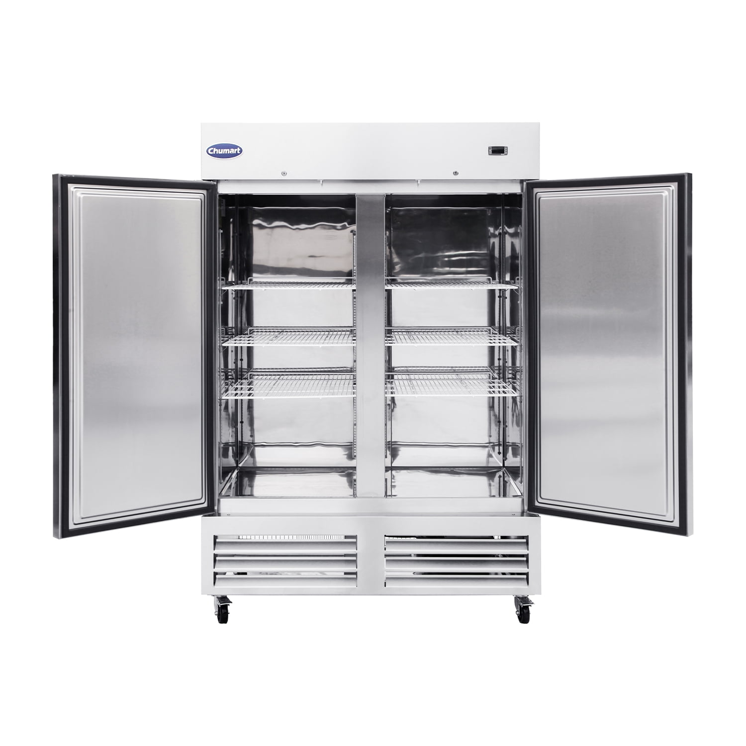 54" Heavy Duty ChumartUSA Commercial 49 Cu.ft Upright 2 Door Reach In Freezer All stainless steel