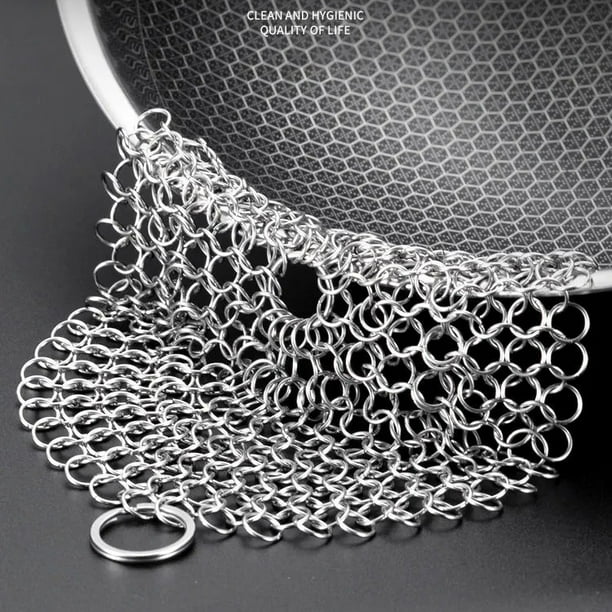Stainless Steel Cast Iron Skillet Cleaner Chainmail Cleaning Scrubber