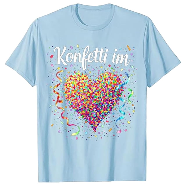 Tops de Manga Corta Roja para las Mujeres Confetti Corazón Impresión V-Cuello Camiseta, Tops de Manga Corta de la Mujer Casual para la Fiesta Y el Uso Diario