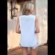 thumbnail image 5 of Camisa de Sin Mangas con Cuello en V, Plisada y Volantes, Holgada, para Mujer, Azul , Talla XL, 5 of 7