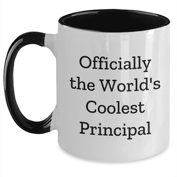 Funny Principal Gifts from Women, Officially The World's Coolest Principal Two Tone Coffee Mug for Mother's Day, Quotes from Principal