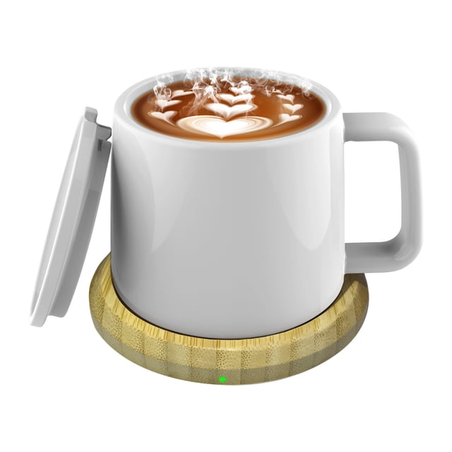 Zootealy USB Cup Warmer With Mug Winter 55°C Constant Temperature Desk Coffee Mug Warmer with Lid Desktop Heating Plate Cup Warmer for Coffee Milk Tea Water for Office Home Desk Use