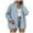 Blue, variant on idosla Womens Cropped Cardigans Trendy 2025 Ruffle Open Front Knit Sweater Oversized Button Down Fall Clothes (Blue, S)