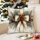 thumbnail image 1 of Juego de fundas de almohada navideñas con lazos de Papá Noel, reno y muñeco de nieve | Funda de cojín de lino de 45 x 45 cm | Decoración festiva para el hogar, 1 of 5