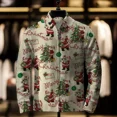 thumbnail image 3 of Suéter con estampado 3D navideño nuevo 2024, cárdigan informal holgado para hombre, elegante prenda exterior navideña, suéter festivo para hombre, 3 of 5