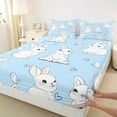 thumbnail image 3 of jejeloiu Cute Cartoon Rabbit Full Size Sheets,Kawaii Animal Bed Sheets,White Blue Sheet Sets For Teens,Super Cozy Room Decor,4-Piece, 3 of 7