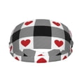thumbnail image 2 of Wukai Heart Black Buffalo Plaid Gingham Sports sweatband,Men & Women Sweatband Headband for Running, Cross Training, Racquetball, Working Out, 2 of 7