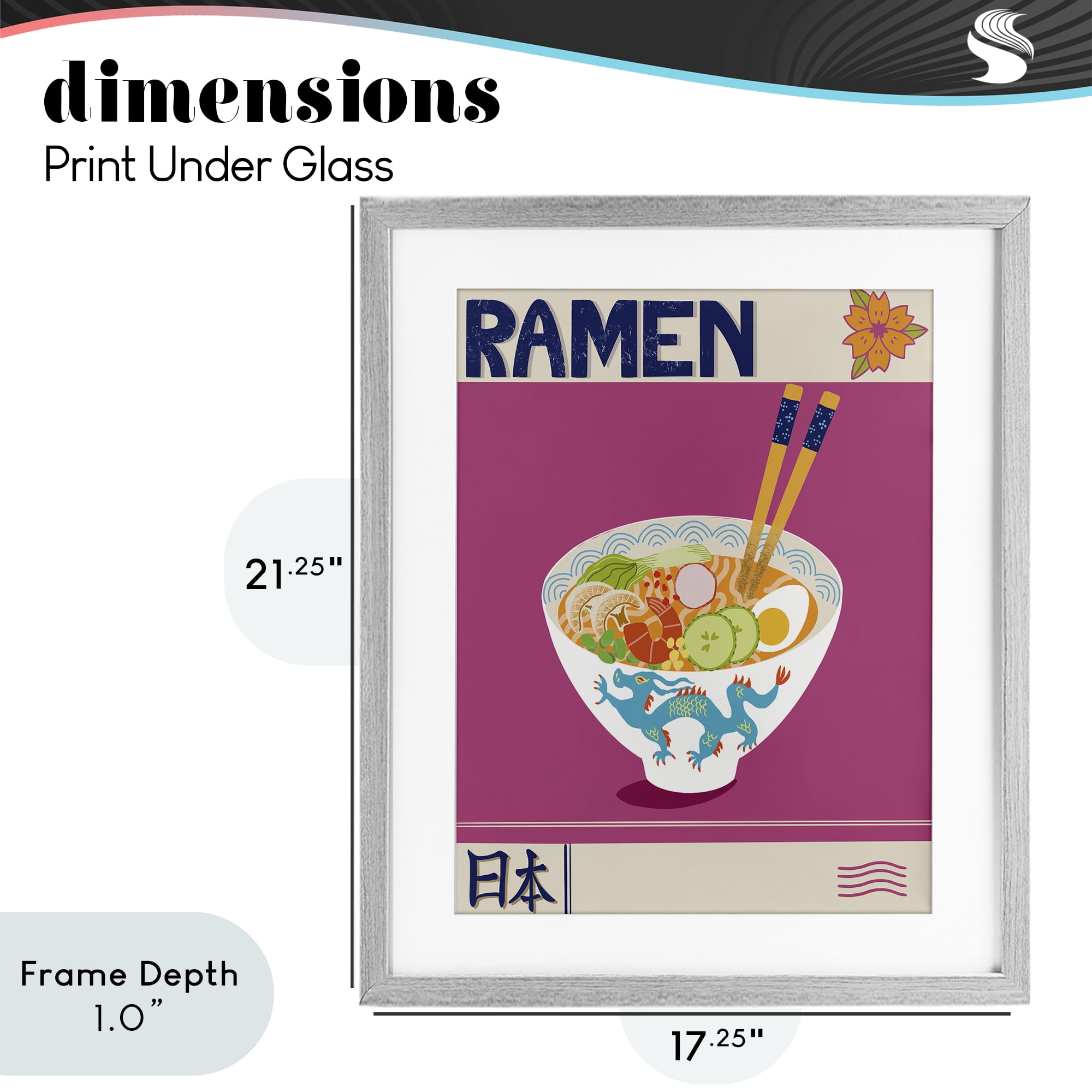 Stupell Industries Enchanted Japanese Ramen Gray Framed Print Under Glass, design by Jo Reid