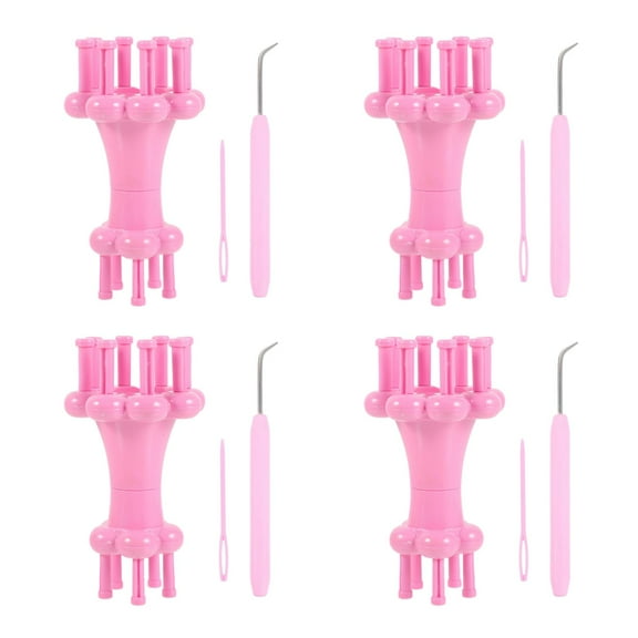 Masteelf 4 Sets Knitting Looms Rope Yarn Weaving Loom Flower Loom Maker Crochet Rope Braiding Loom with