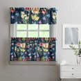 thumbnail image 2 of Rustic Floral Print Curtains 24 Inch - 3 Panel Vintage Country Set with Bohemian Wildflowers, Rod Pocket Window Treatment, 2 of 5