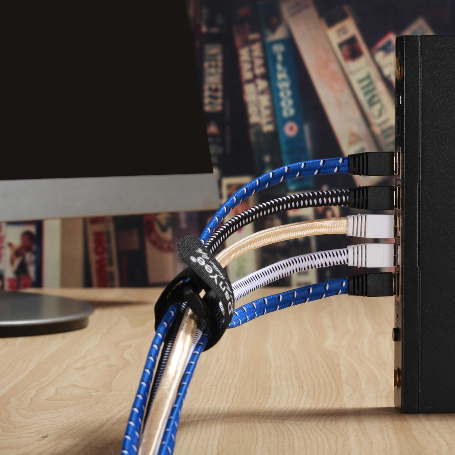 CAT8 Ethernet Cable 15m High Speed Nylon LAN Network Patch Cat8 Cable 40Gbps 2000Mhz SFTP LAN Wires RJ45 Black 15m