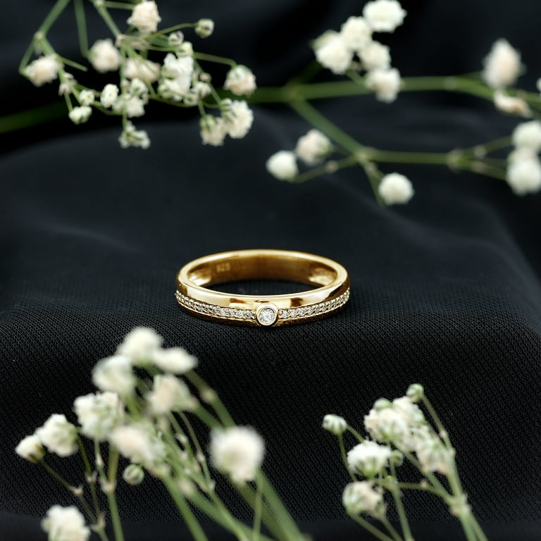 Rosec Jewels Real Diamond Wedding Band Ring for Men HI-SI