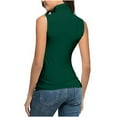 thumbnail image 6 of yillto Women Sleeveless Mock Turtleneck Tank Tops Slim Stretchy Layer Ruched Blouse Tee Shirts S-5XL, 6 of 7