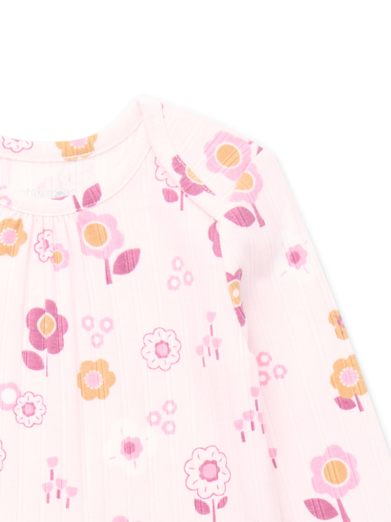 Garanimals Baby Girl Lap Shoulder Print Bodysuit with Long Sleeves, Sizes 0-24 Months