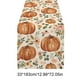 thumbnail image 3 of Linen Thanksgiving Table Runner with Pumpkin Maple Leaf Plaid Design for Harvest Holiday Party Decor, Autumn Kitchen Dining Table Centerpiece, Farmhouse Rustic Fall Decorations, Seasonal Home Accent, 3 of 6