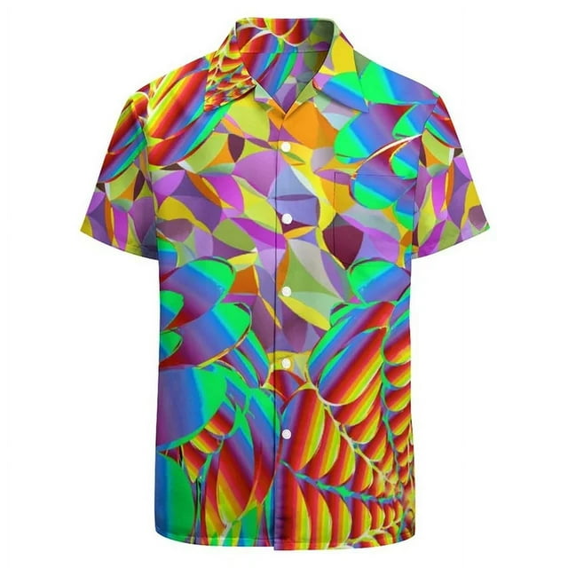 Classic 3D Printed Hawaiian Men's Shirts with Fun Retro Patterns Party Shirts Short Sleeved Button Up Shirts Summer Street Y2K