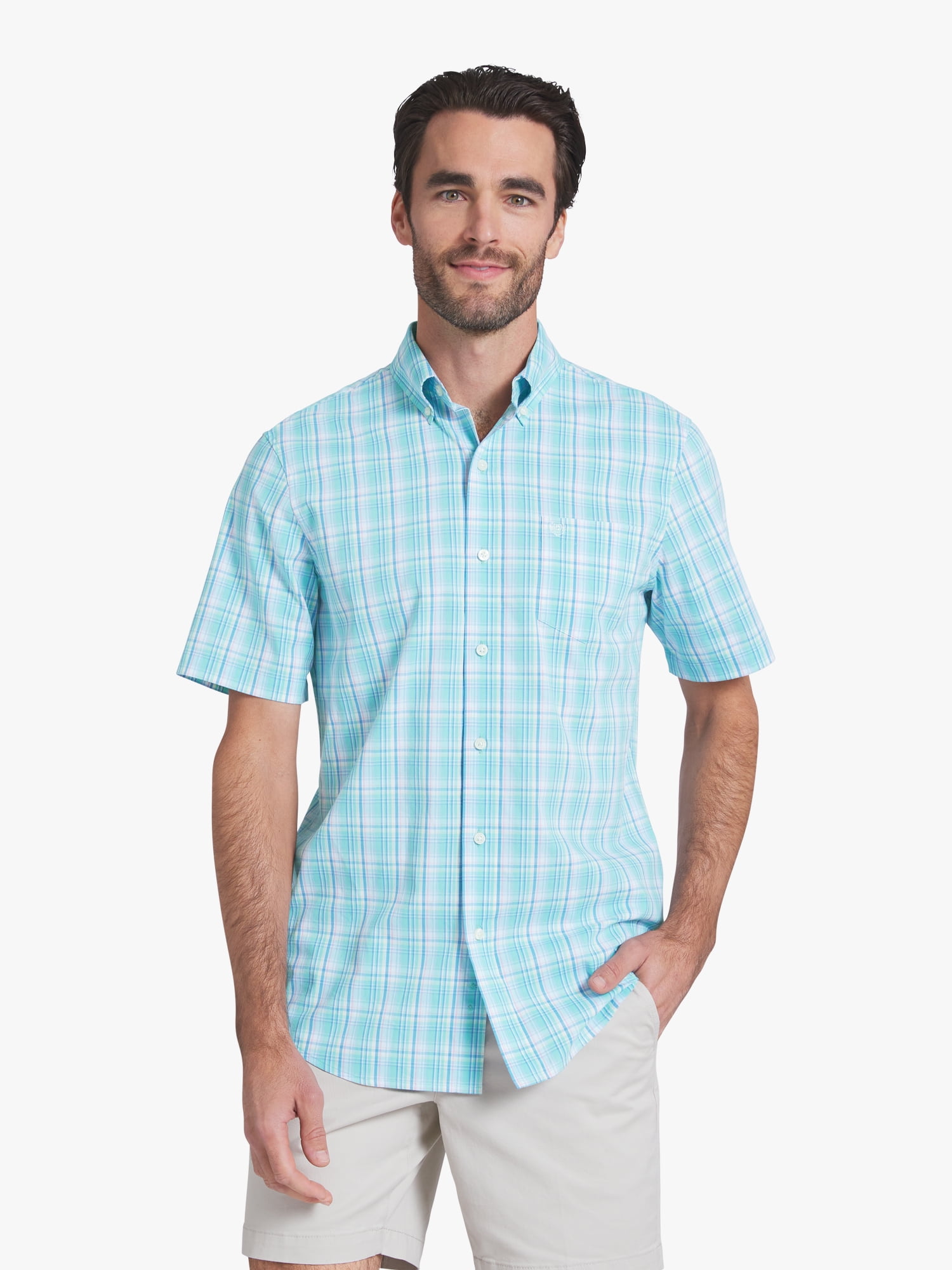 Chaps Men's & Big Men's Short Sleeve Easy Care Stretch Poplin Shirt, Sizes S-3XL