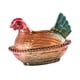 thumbnail image 2 of Plato de con forma de gallina en nido y tapa, ideal para guardar aperitivos, cocina, oficina, decoración, postres, hogar, pedestal, dulcero. Cabeza roja, 2 of 8