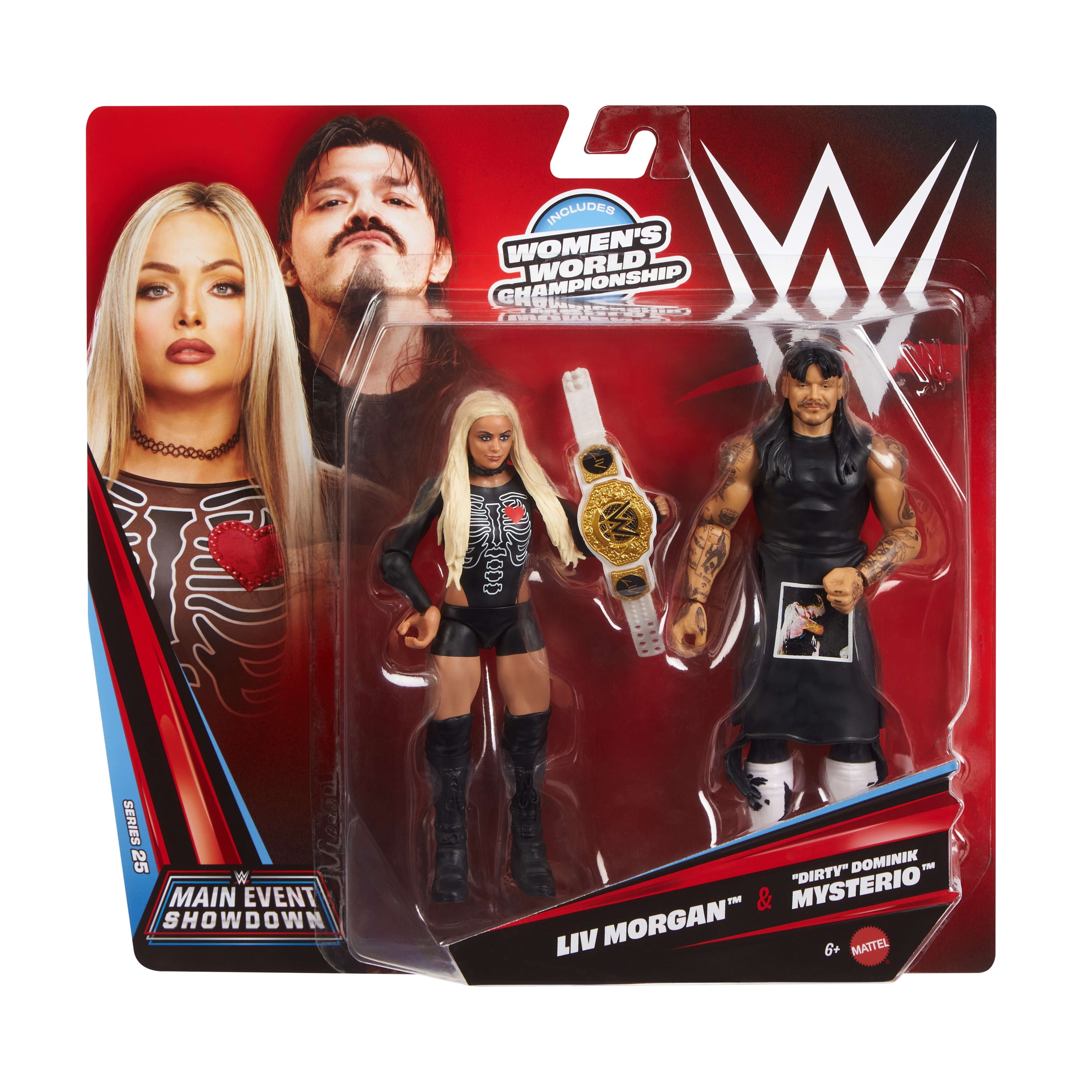 WWE Main Event Showdown “Dirty” Dominik Mysterio & Liv Morgan Action Figures Set, Series #25, 6-inch