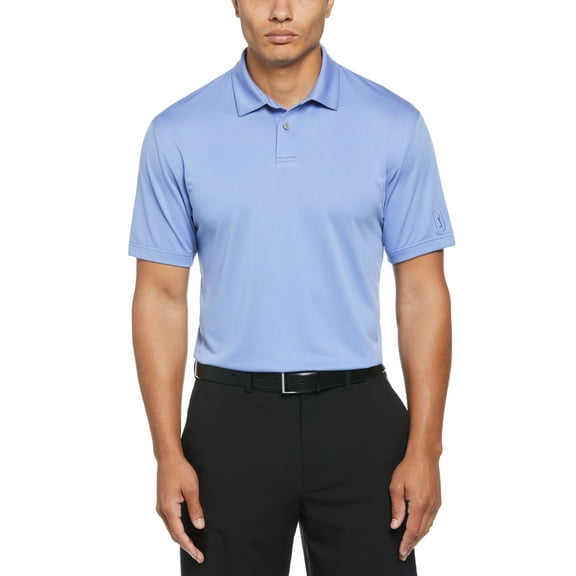 Pga Tour Men Regular fit Short Sleeve Polo Shirt Small Blue Birdseye Textured