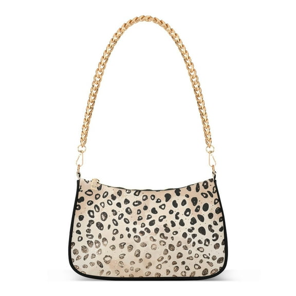 Ryvnso Plain Cheetah Glitter Print Womens Chain Shoulder Bag Tote Handbags Clutch Hobo Purse with Zipper for Travel