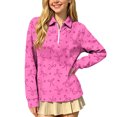 thumbnail image 3 of Falkdiz Girls Long Sleeve Shirts Sweet 1/4 Zipper Pullover Back to School Graphic Stylish Collar Tops for Girls Winter , Hot Pink , Size: 9-10 Years, 3 of 9