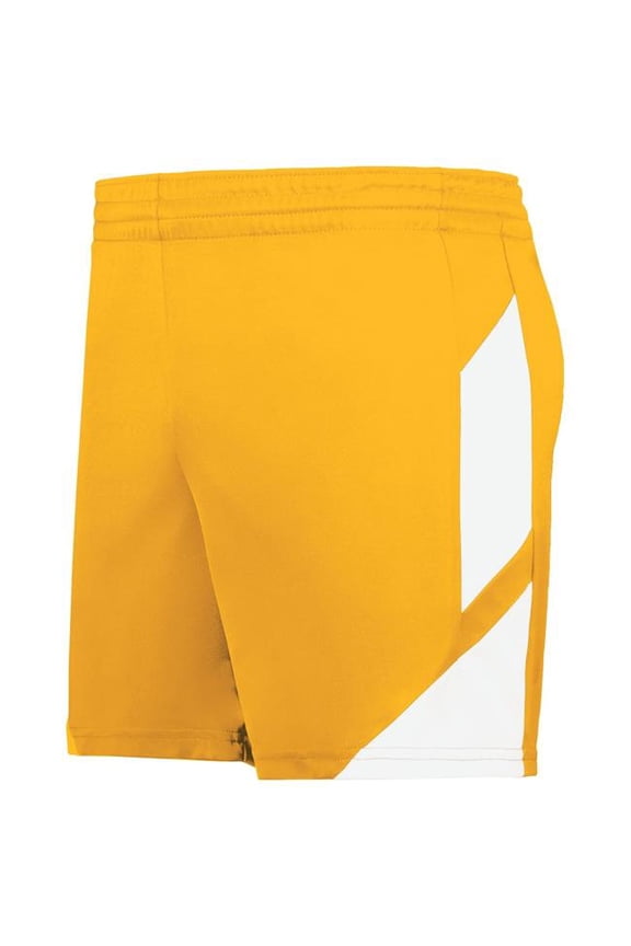 Ladies Step-Back Modern Fit Basketball Shorts, Gold & White - Large