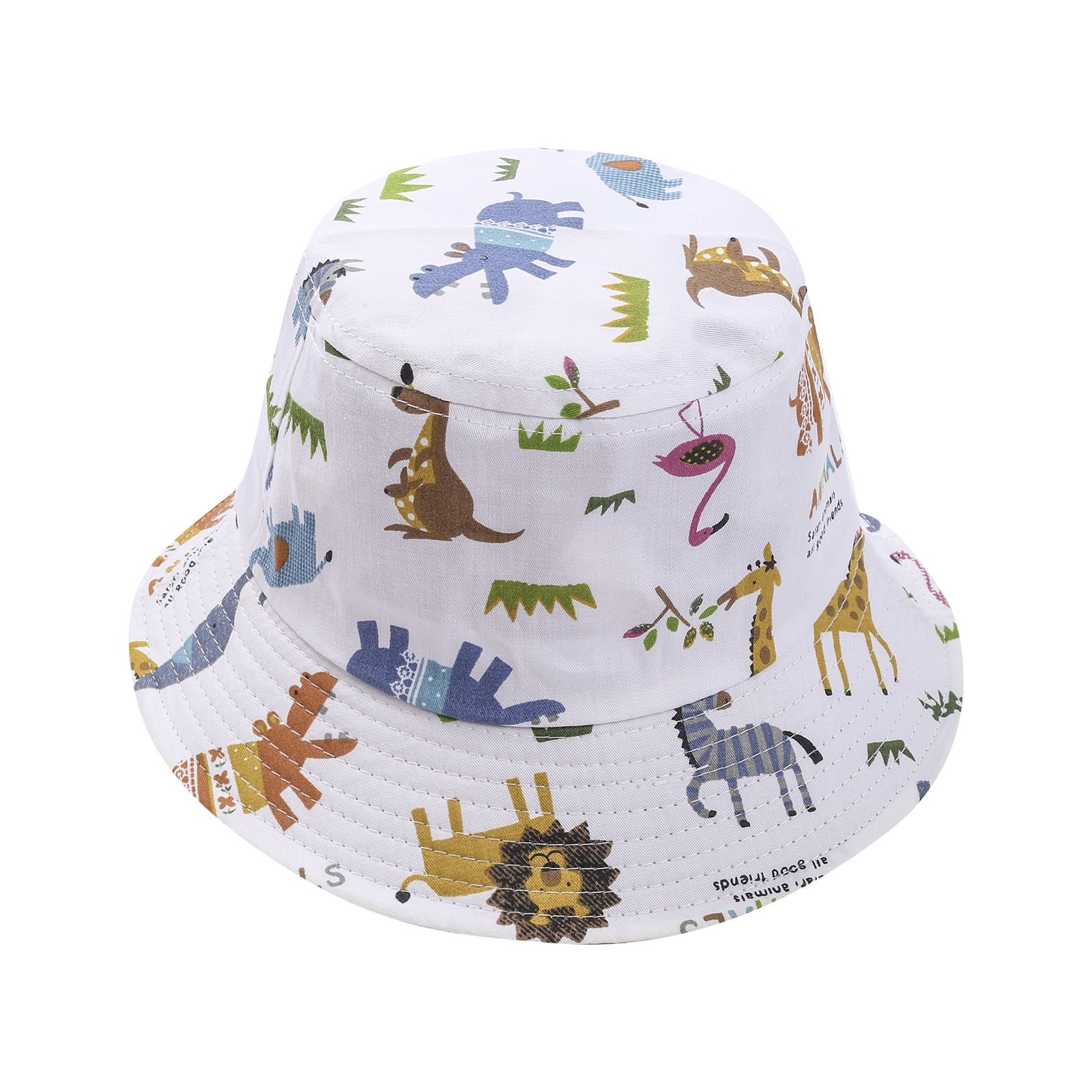 Baby Happy Cute Elephant Cartoon New Summer Unisex Cotton Fashion Fishing Sun Bucket Hats for Kid Teens Women and Men with Customize Top Packable Fisherman Cap for Outdoor Travel
