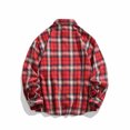 thumbnail image 3 of BiZtdJrK Mens Big and Tall Plaid Shirt Lapel Long Sleeve Button Down Shirts Loose Casual Shirts with Chest Pocket Red XXXXL, 3 of 4