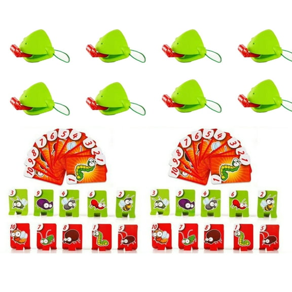 Party Game Set, 8-Pack Frog Tongue Flicking Target Game for Dress-Up, Role Play, Birthday Parties, & Photo Booth Props as shown
