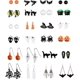 thumbnail image 1 of Juego de 24 pares de pendientes con temática navideña de Halloween, Acción de Gracias, otoño, pendientes festivos, pendientes de botón de Halloween, pendientes colgantes con forma de araña, calabaza,, 1 of 4