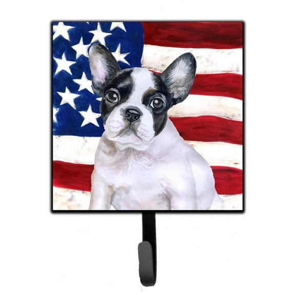 French Bulldog Black White Patriotic Leash or Key Holder