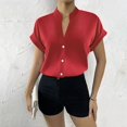 thumbnail image 3 of Women Solid Color Tops Button V Neck T-Shirts Blouse, 3 of 12