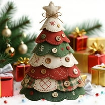Noothes Red and Green Fabric Christmas Tree - Handmade Cloth Holiday Decor Ornament for Home Tabletop Festive Atmosphere