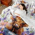 thumbnail image 4 of Castle Fairy Kids Teens Adults Highland Cow Bedding Comforter Set 7pcs,Chic Floral Flowers Butterfly Queen Bedding Sets Super Cozy,Rustic Farmhouse Animal Queen Sheet Sets,Lightweight Room Decor, 4 of 8