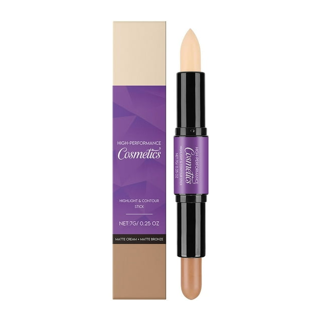 Lápiz reparador iluminador de doble cabezal que ilumina el corrector de forma natural, modelado tridimensional, cuerpo de bolígrafo rotatorio portátil, adecuado para maquillaje de viaje.