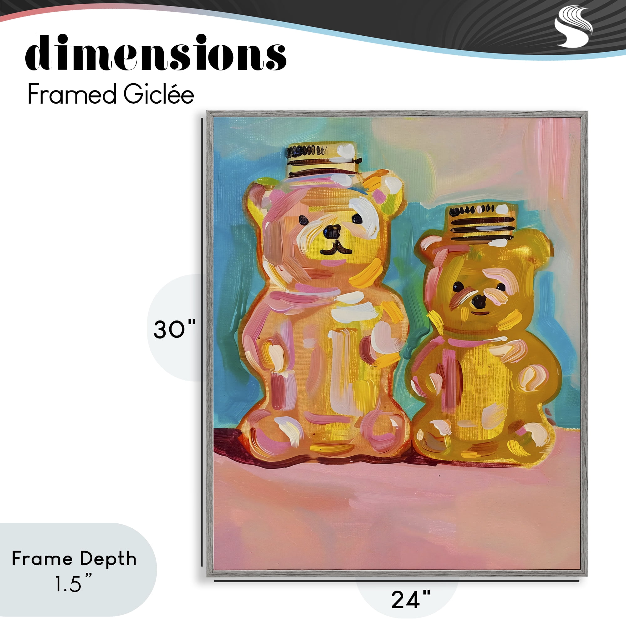 Stupell Industries Joyful Honey Bears Duo Gray Framed Giclee Art, design by The Prints Vibe