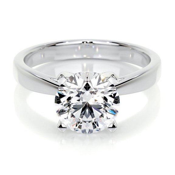 Blue Jewel Round Cut Brilliant 1.8 Ct Diamond Rings For Women's - Solitaire Diamond Rings - Silver 14K White Gold Over Rings - Solo Stone Diamond Rings for Her - Simple Diamond Ring for Ring for Her